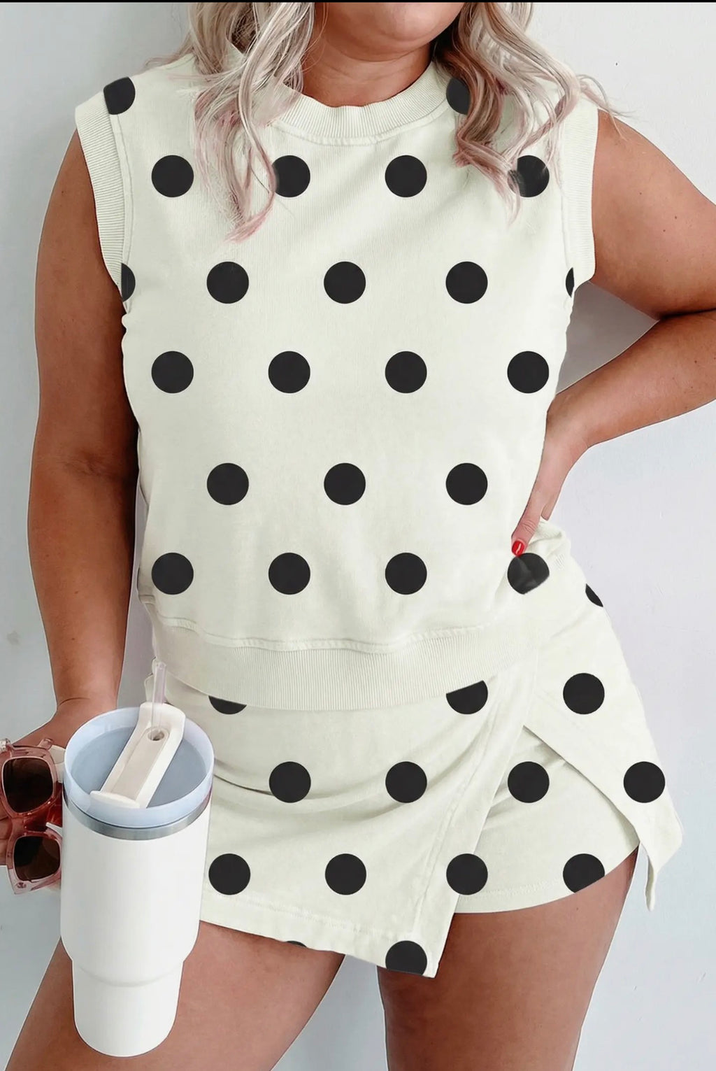 Polka Dot Tank Mini Skort Set|S-4X