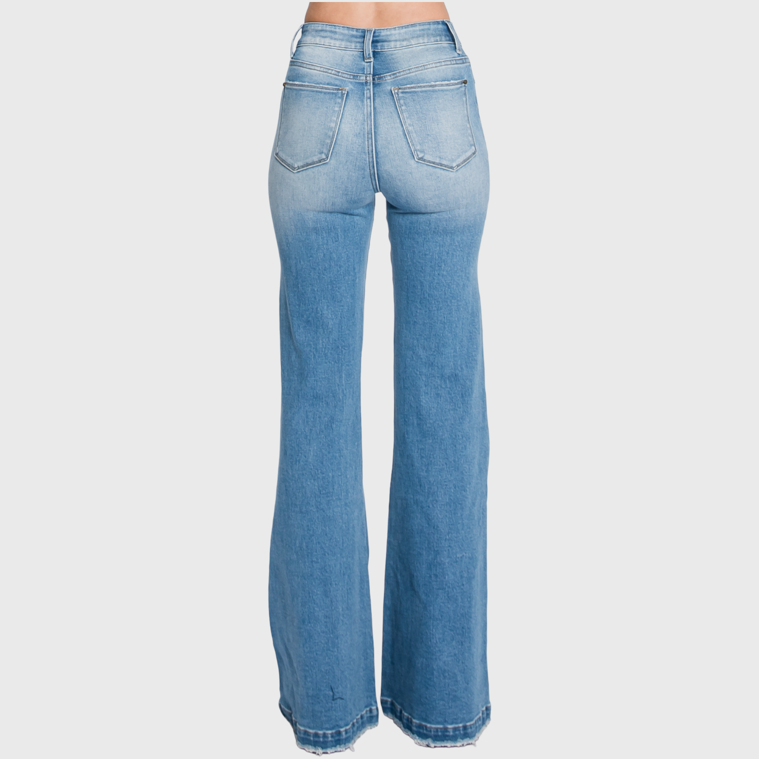 Distressed High Rise Flare Jean
